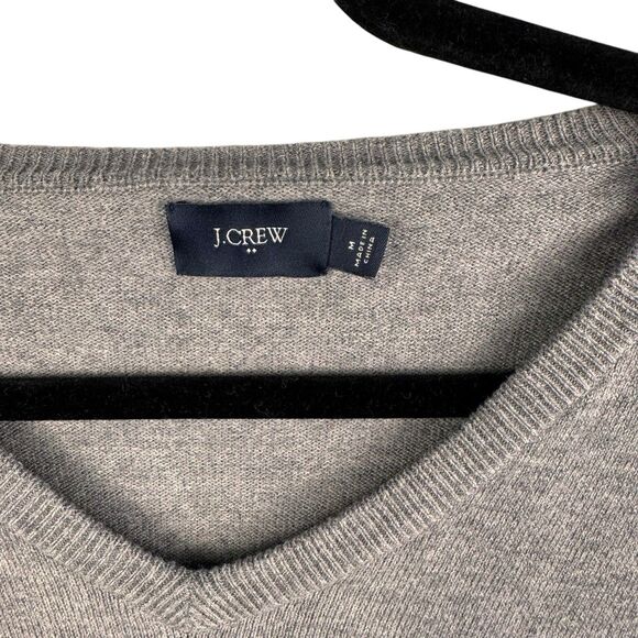 J. Crew Sweater Mens Medium V-Neck Pullover Cotton Merino Wool Blend Gray Preppy - Picture 4 of 10